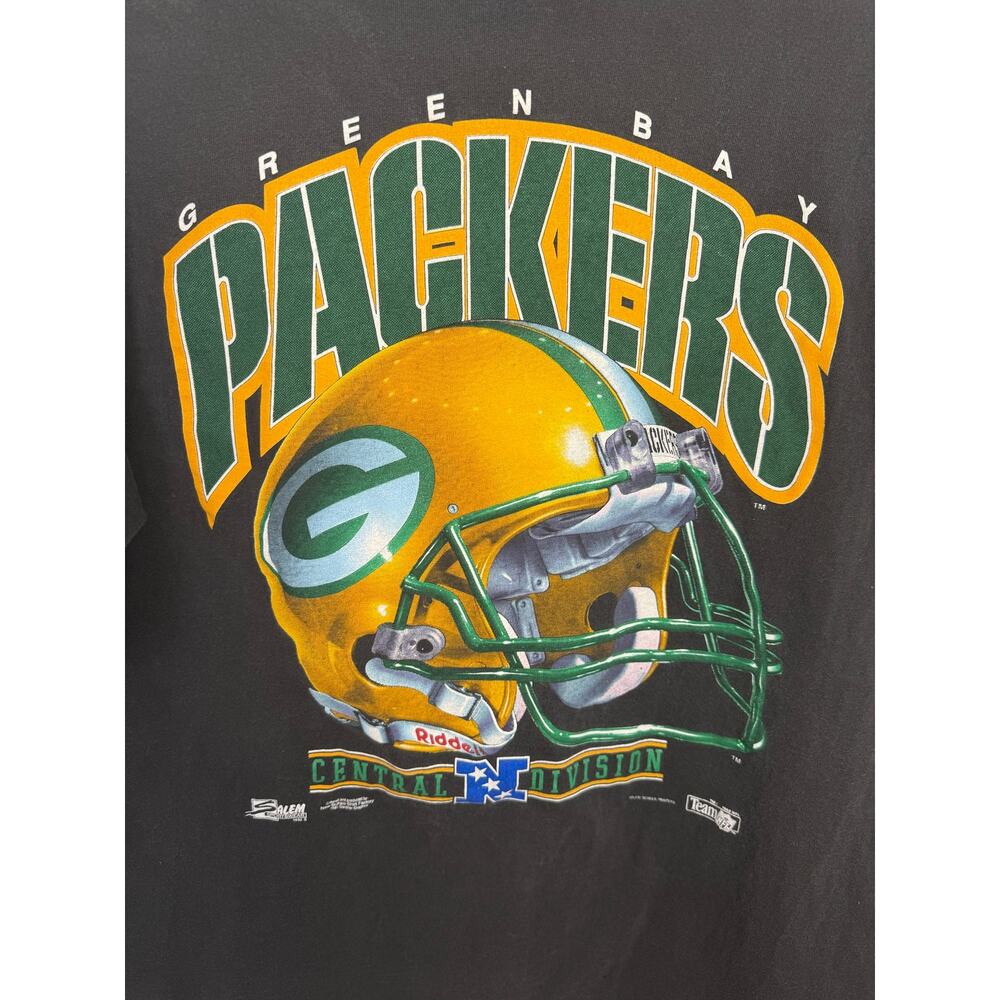 Vintage 90s Green Bay Packers Shirt Men's XL Black 1992 Salem Tag Single Stitch
